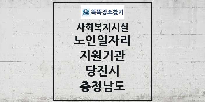 2024 당진시 노인일자리지원기관 및 정보 - 충청남도 - 사회복지시설 리스트