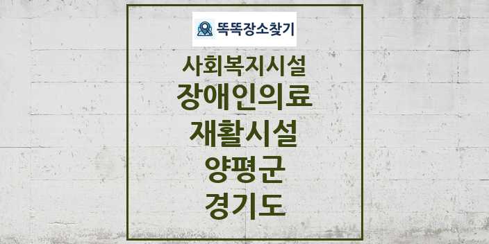 2024 양평군 장애인의료재활시설 및 정보 - 경기도 - 사회복지시설 리스트