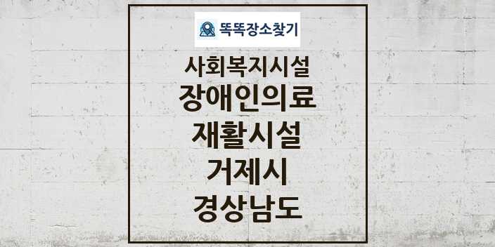 2024 거제시 장애인의료재활시설 및 정보 - 경상남도 - 사회복지시설 리스트