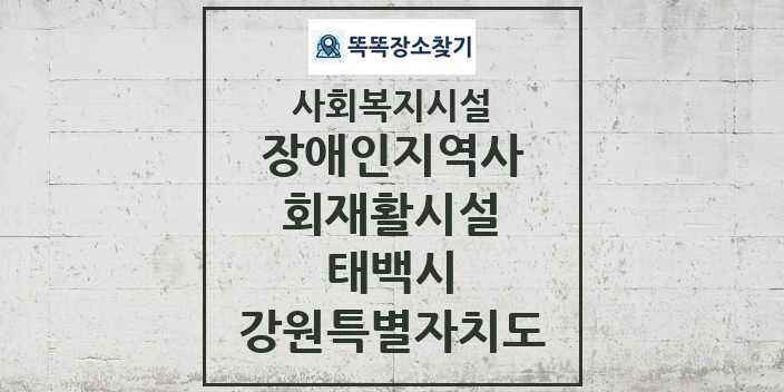 2024 태백시 장애인지역사회재활시설 및 정보 - 강원특별자치도 - 사회복지시설 리스트