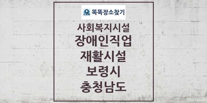 2024 보령시 장애인직업재활시설 및 정보 - 충청남도 - 사회복지시설 리스트