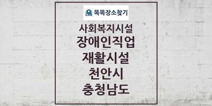 2024 천안시 장애인직업재활시설 및 정보 - 충청남도 - 사회복지시설 리스트