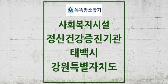 2024 태백시 정신건강증진기관 및 정보 - 강원특별자치도 - 사회복지시설 리스트