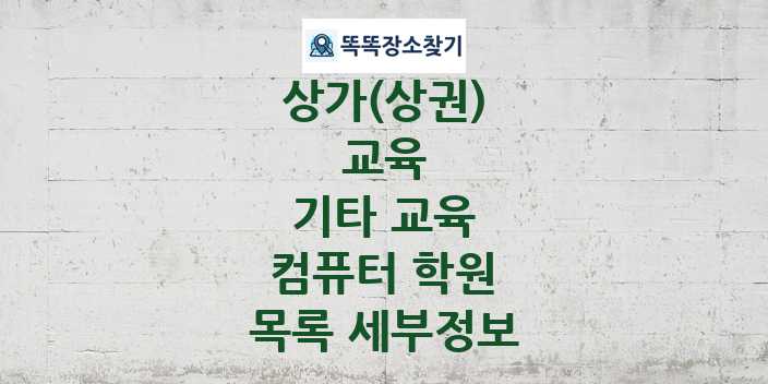 2024 부산광역시 강서구 컴퓨터 학원 상가(상권) 목록 및 정보 - 교육 기타 교육 리스트