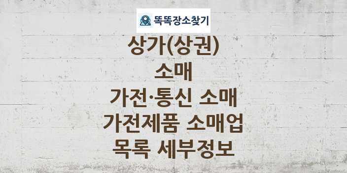 2024 부산광역시 강서구 가전제품 소매업 상가(상권) 목록 및 정보 - 소매 가전·통신 소매 리스트