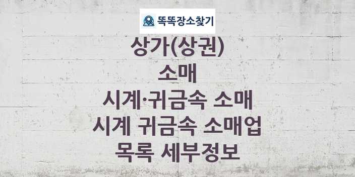 2024 경기도 고양시 덕양구 시계 귀금속 소매업 상가(상권) 목록 및 정보 - 소매 시계·귀금속 소매 리스트