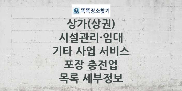 2024 대전광역시 대덕구 포장 충전업 상가(상권) 목록 및 정보 - 시설관리·임대 기타 사업 서비스 리스트