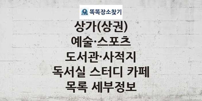 2024 경기도 고양시 덕양구 독서실 스터디 카페 상가(상권) 목록 및 정보 - 예술·스포츠 도서관·사적지 리스트