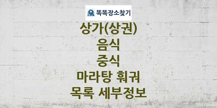 2024 부산광역시 강서구 마라탕 훠궈 상가(상권) 목록 및 정보 - 음식 중식 리스트