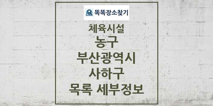 2024 사하구 농구 체육시설 목록 및 정보 - 부산광역시 - 체육시설 리스트