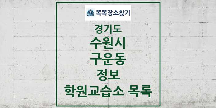 2024 구운동 정보 학원 교습소 목록 및 정보 - 경기도 수원시 리스트