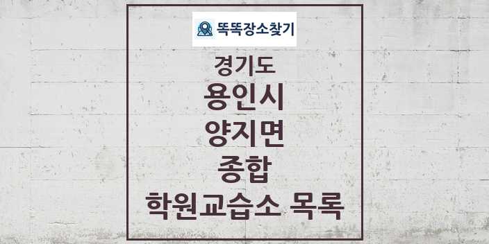 2024 양지면 종합 학원 교습소 목록 및 정보 - 경기도 용인시 리스트