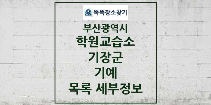 2024 기장군 기예 학원 교습소 목록 및 정보 - 부산광역시 리스트