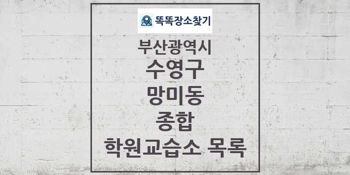 2024 망미동 종합 학원 교습소 목록 및 정보 - 부산광역시 수영구 리스트