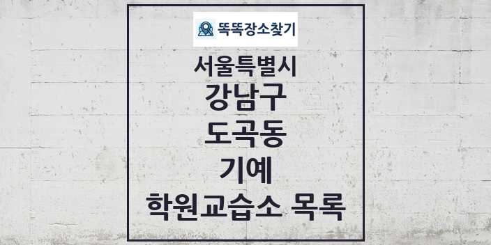 2024 도곡동 기예 학원 교습소 목록 및 정보 - 서울특별시 강남구 리스트