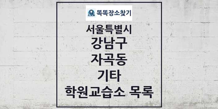 2024 자곡동 기타 학원 교습소 목록 및 정보 - 서울특별시 강남구 리스트