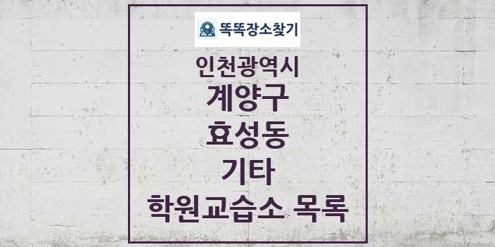 2024 효성동 기타 학원 교습소 목록 및 정보 - 인천광역시 계양구 리스트